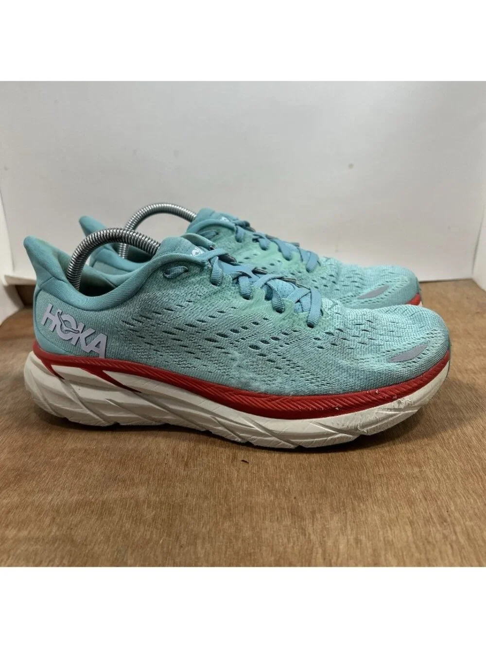 Hoka One One Clifton 8 Women 9.5B Blue Walking Road Running Sneakers Comfort